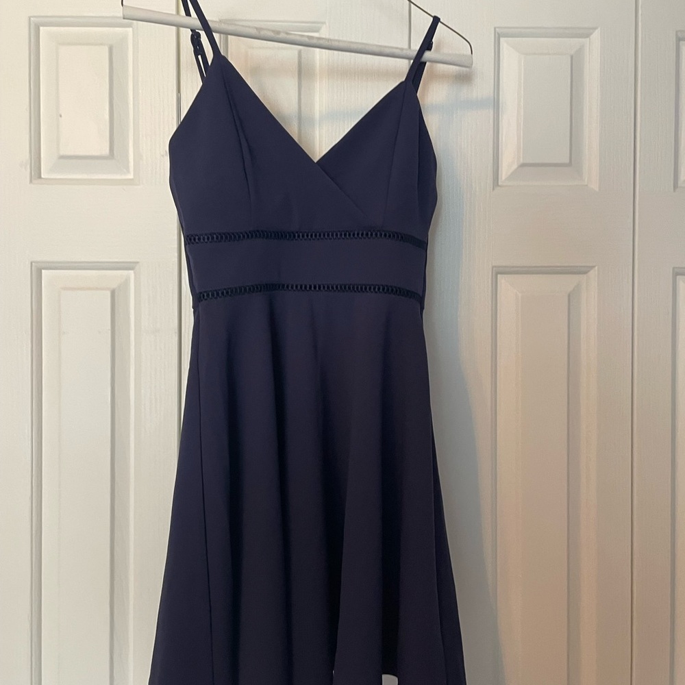 Jun & ivy Elegant Navy Blue Plunge Dress